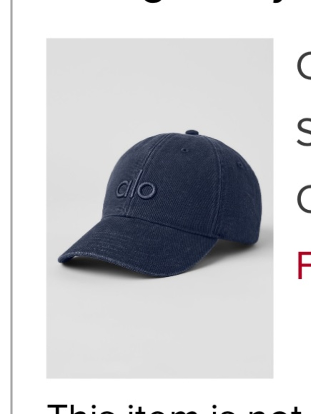ALO Yoga Washed Off-Duty Cap - Vintage Navy